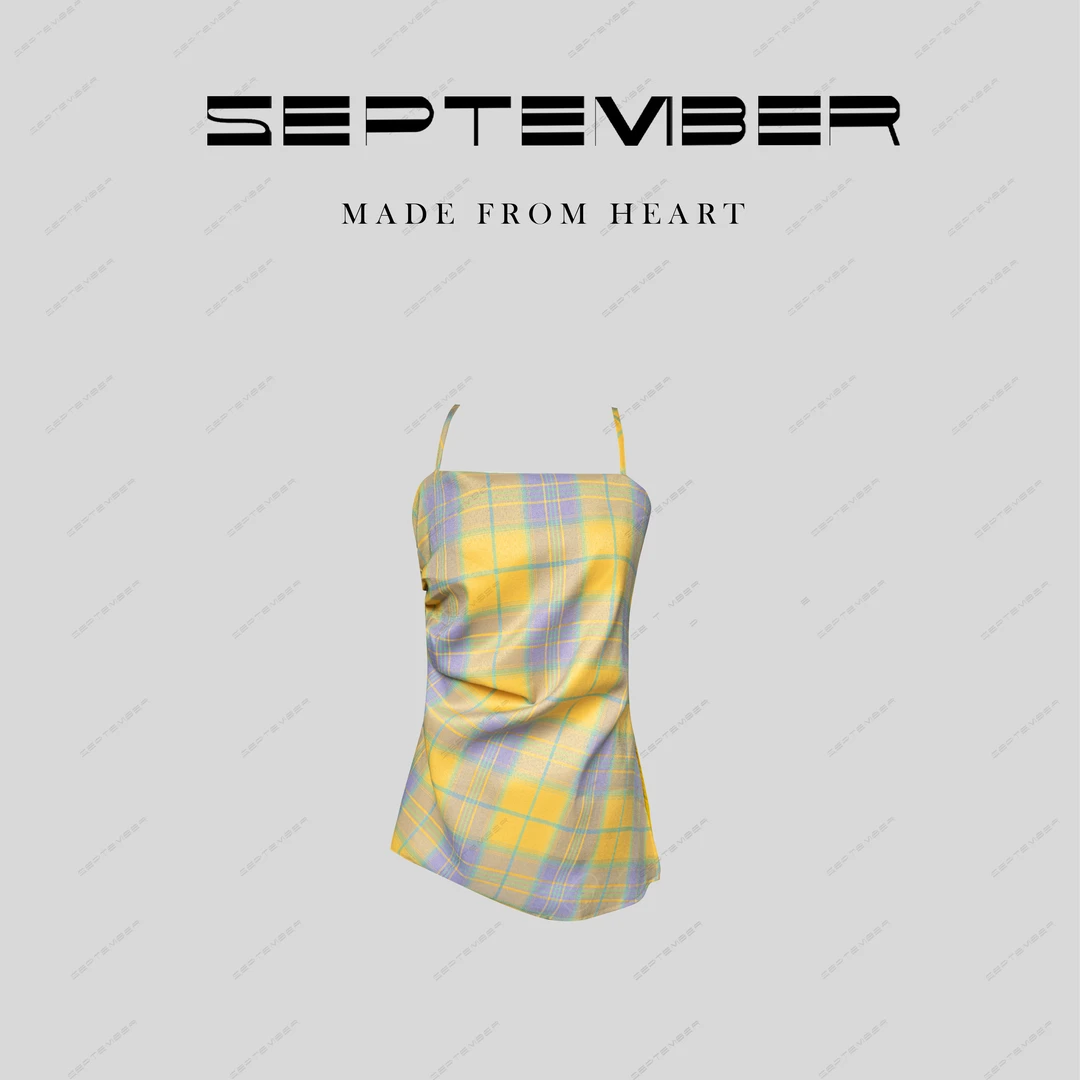 夏季新款断码捡漏.格纹吊带上衣 4293