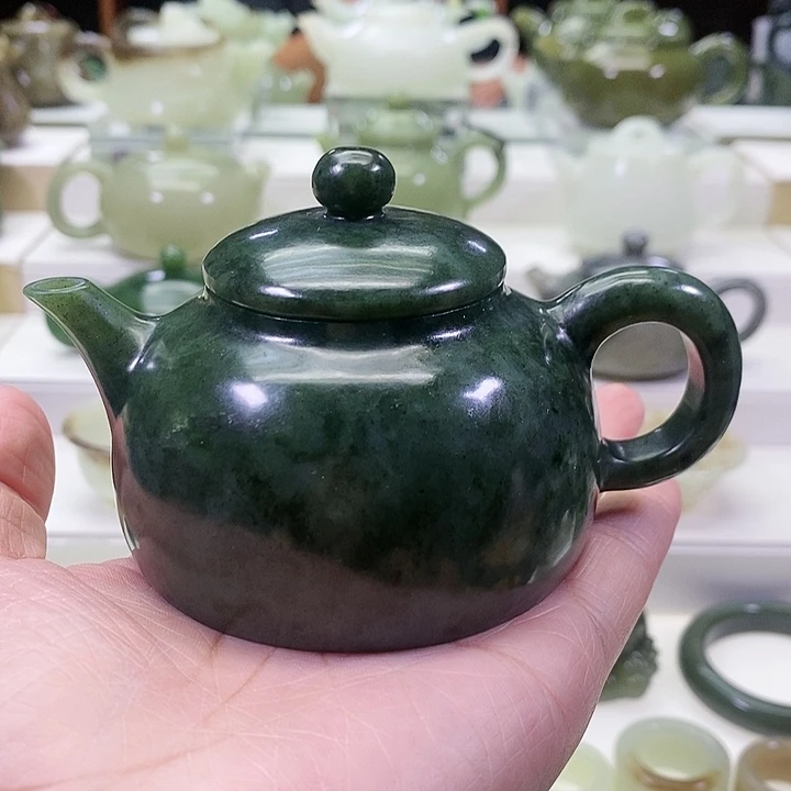 和田玉未镶嵌挂件茶壶130m l