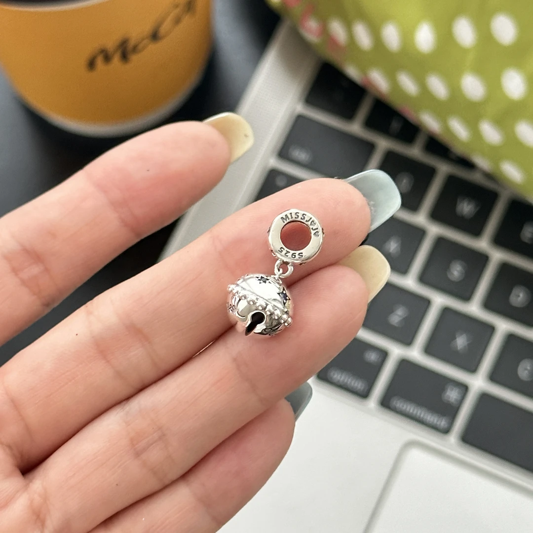 吊坠925银 原创设计简约百搭气质女铃铛串珠吊坠 3780