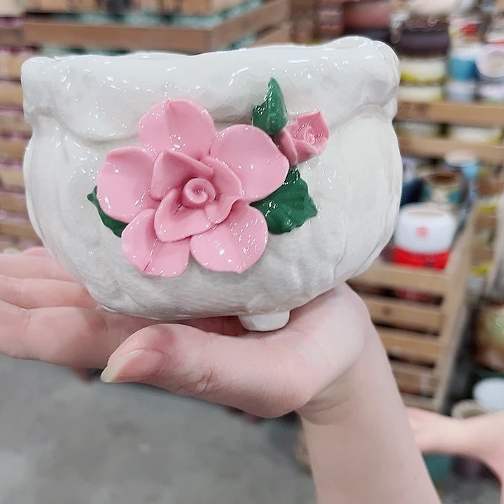 有孔.凑单10元陶瓷花盆发货！