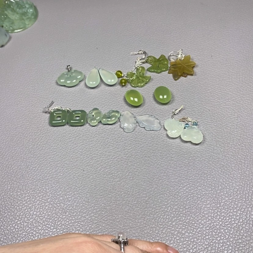 【闪购商品】蛇纹石玉挂件耳饰耳环项链发簪未镶嵌甜*?