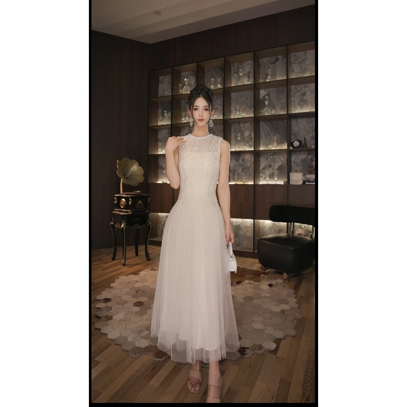 七爷定制 国内设计师品牌 显瘦气质重工连衣裙15416