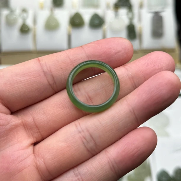 -小余和田玉-碧玉戒圈（下单备注圈号）气质女神百搭款