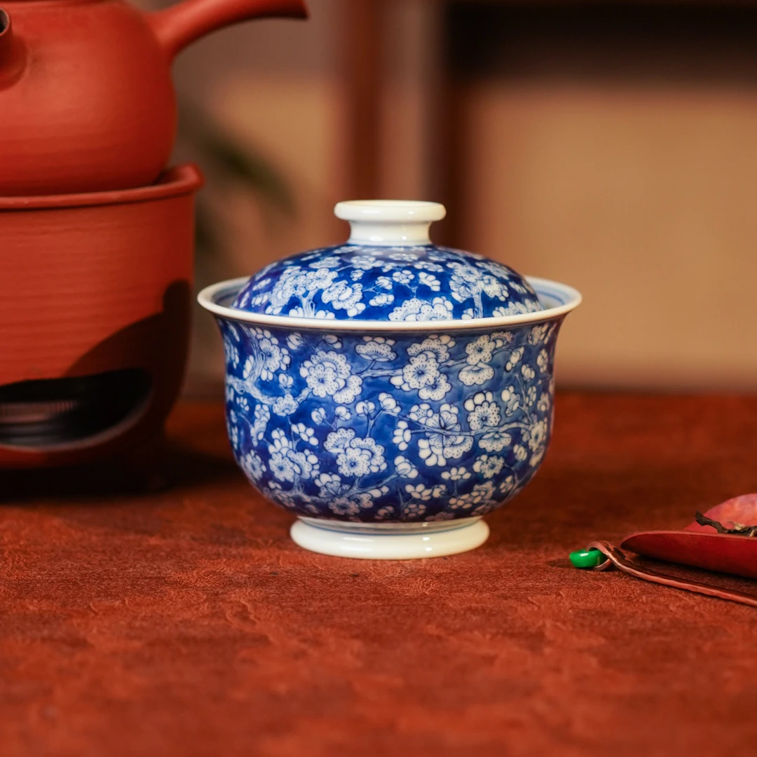 刘建锋窑 冰梅盖碗 茶瓷喝茶品茗饮茶纯手工茶具中式盖碗 LJF857