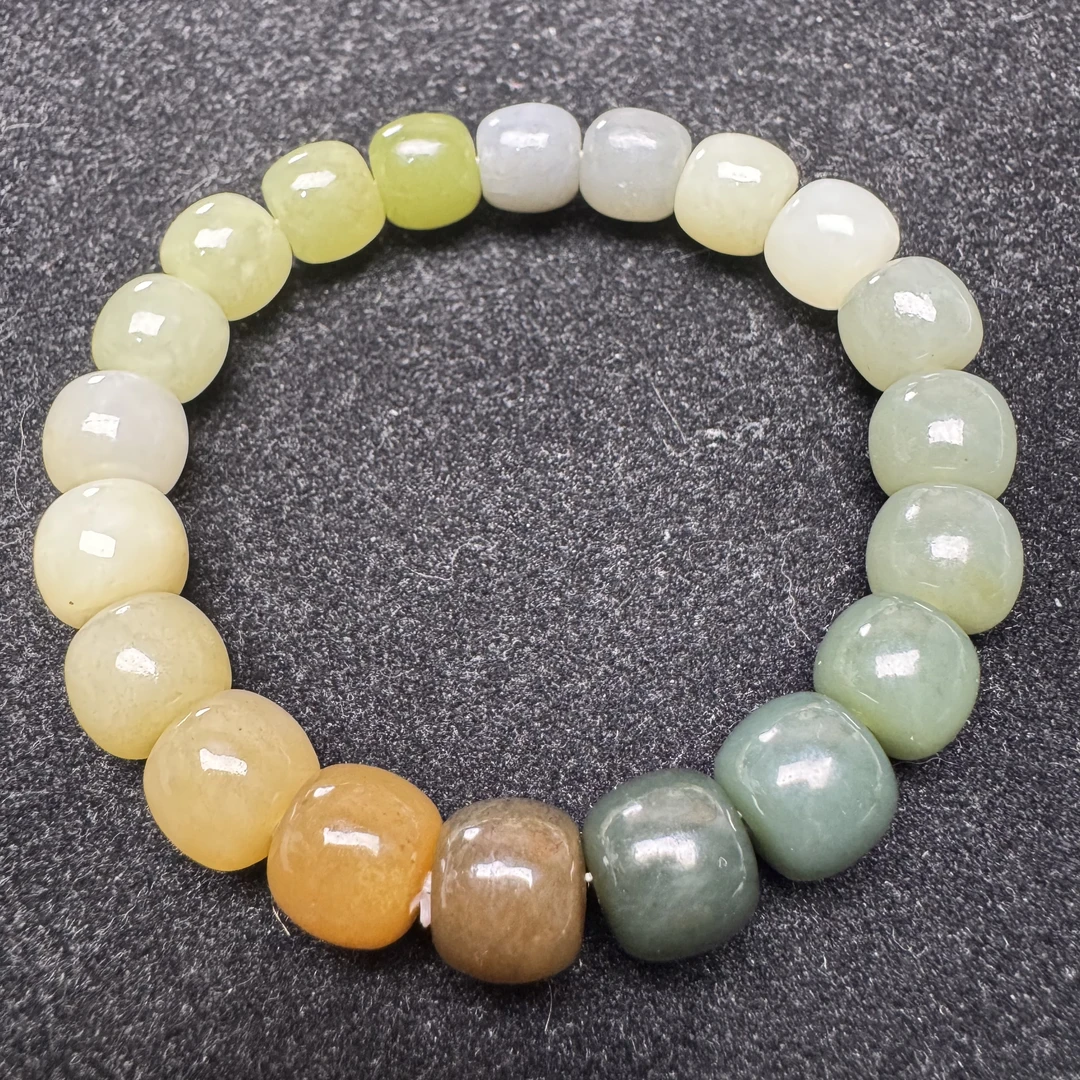 翡悦甄选 天然和田玉渐变多宝手串10mm