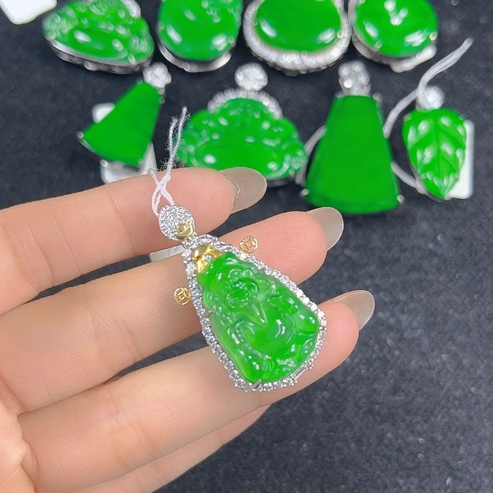 翡翠银S925镶嵌吊坠(不含链)