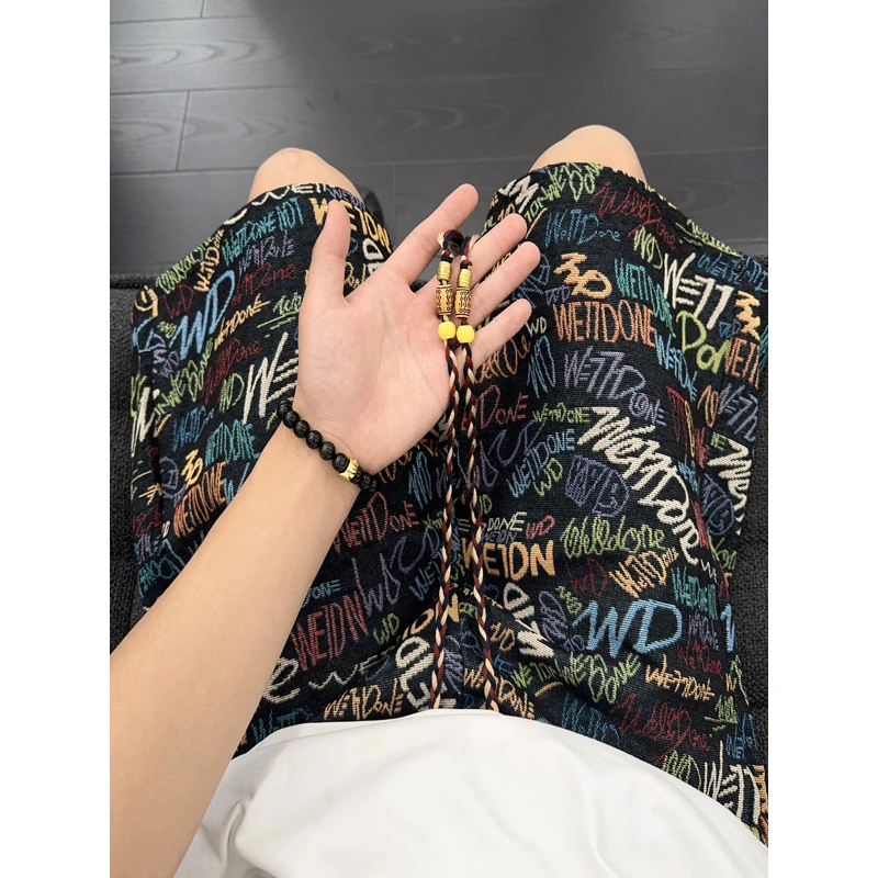 夏季民族风短裤男夏威夷潮流美式运动裤子ins宽松休闲沙滩五分裤