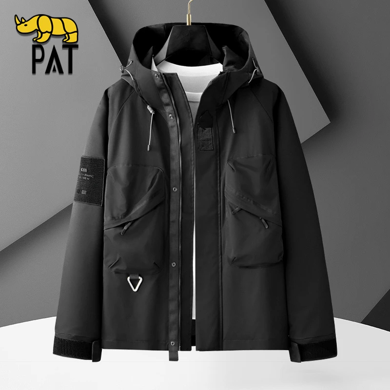 PAT平安犀牛官方纯色设计感户外山系冲锋衣春秋季工装夹克外套