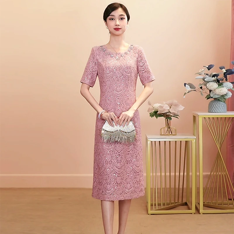 气质短袖喜婆婆喜妈妈婚宴装2025新款嫁女儿高贵妈妈装丈母娘婚宴