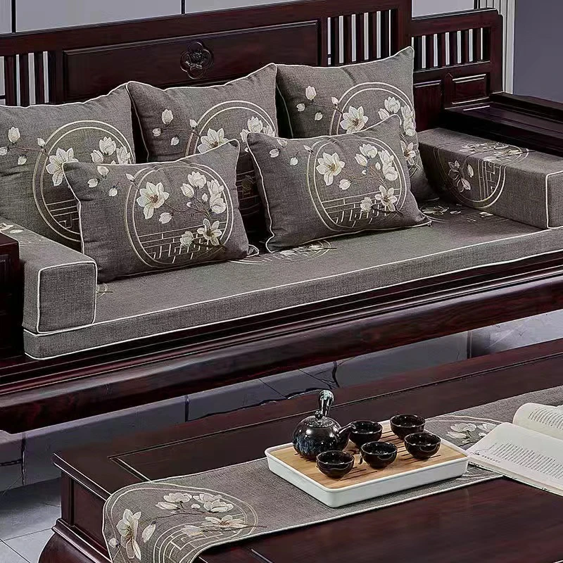 新中式红木沙发坐垫加厚定制四季通用罗汉床垫防滑高沙发凉席垫