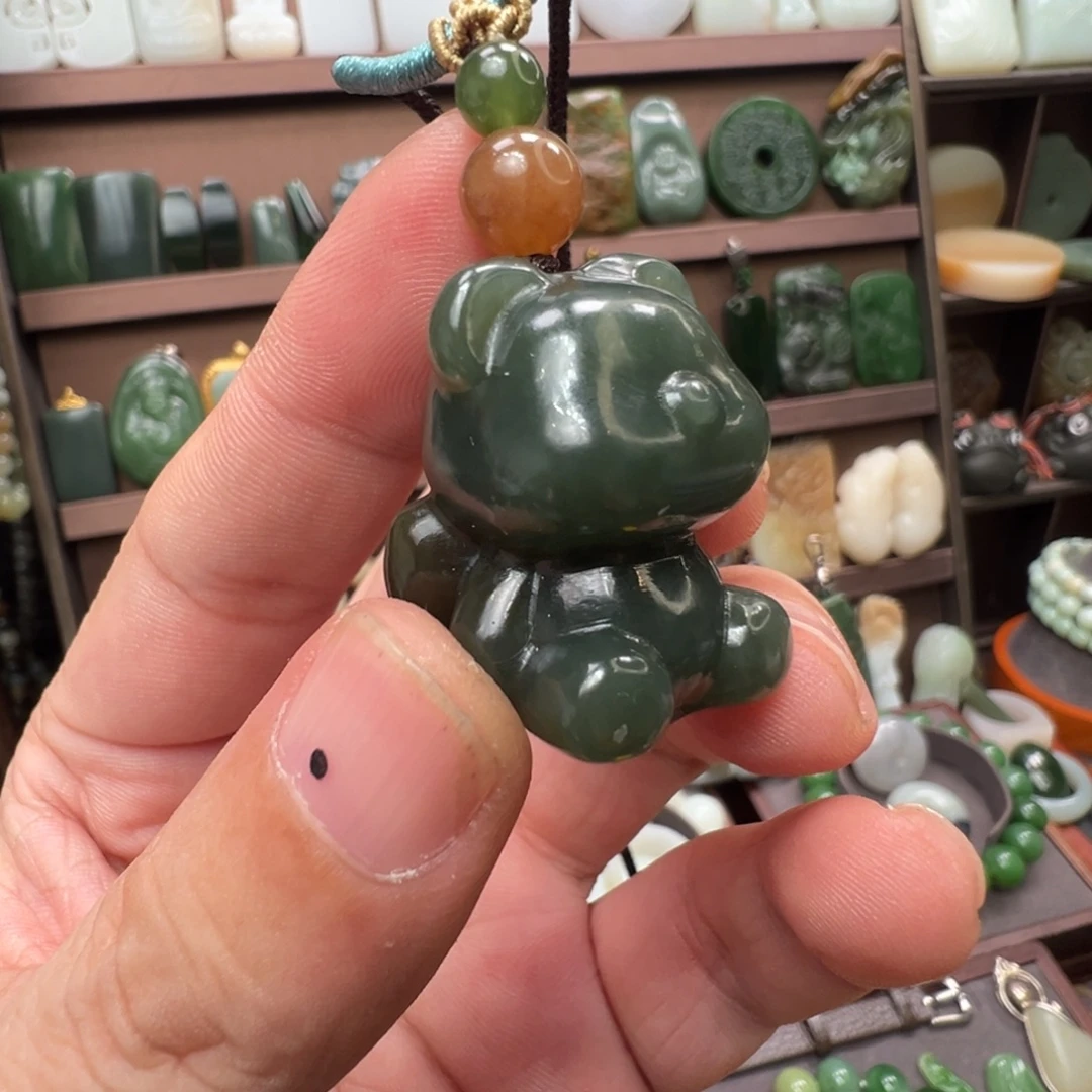 和田玉未镶嵌颈饰新疆且末蓝草花糖蝴蝶结无相熊 福利13