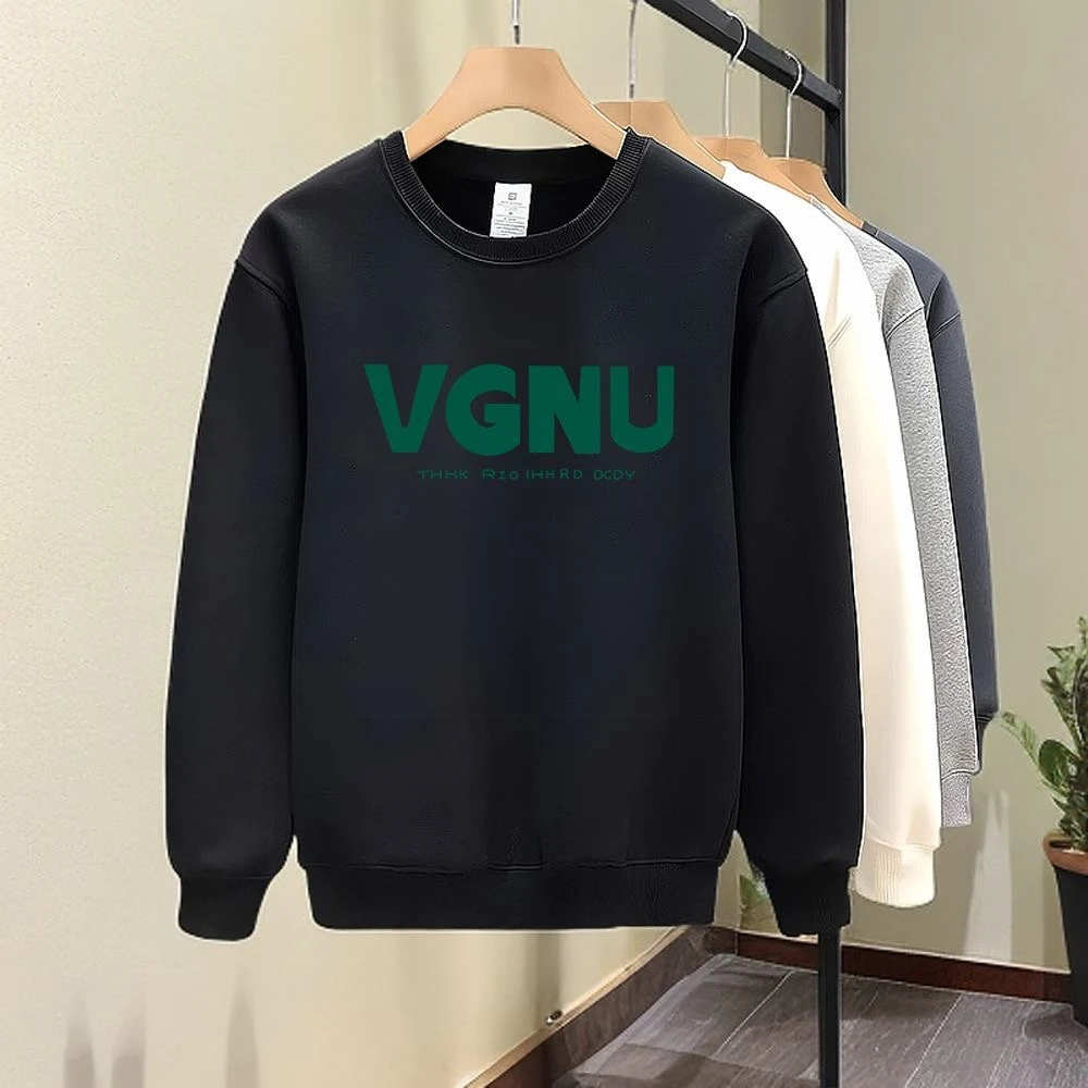 雅鹿男装长袖新款美式印花男士加绒加厚休闲潮牌圆领打底2025印花