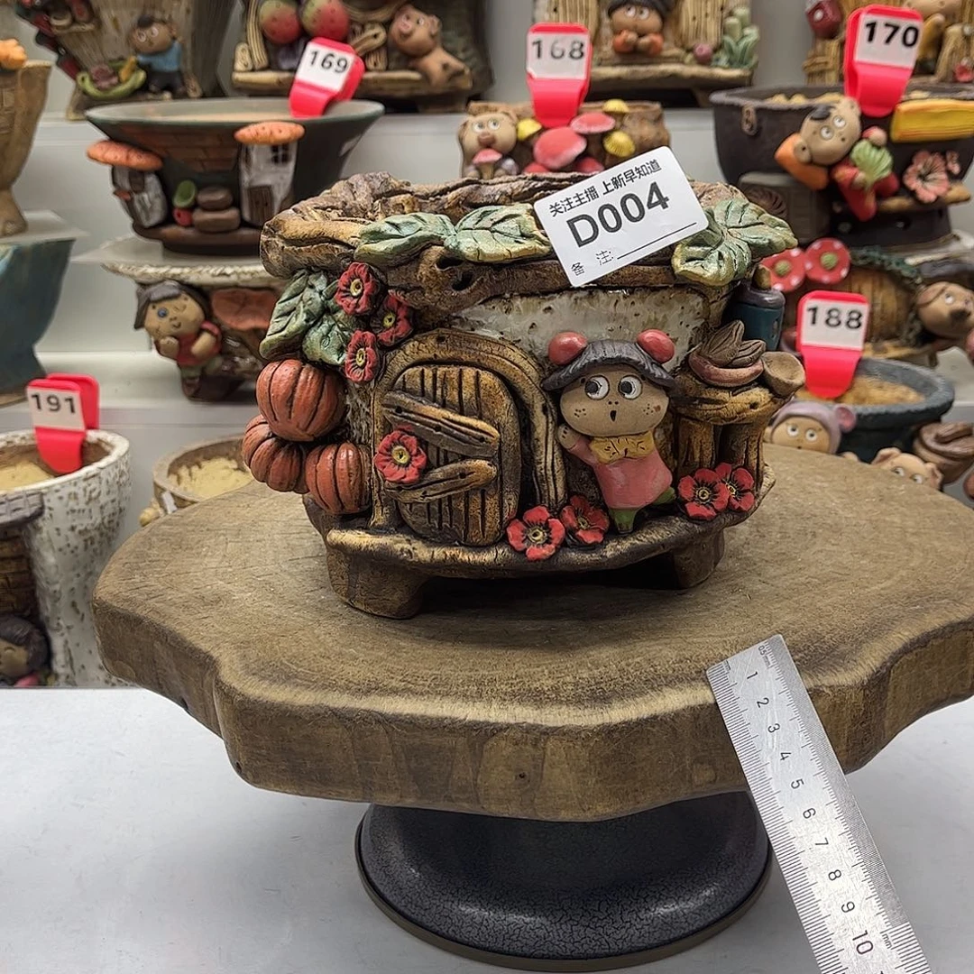 花盆004嘻哈粗陶手捏