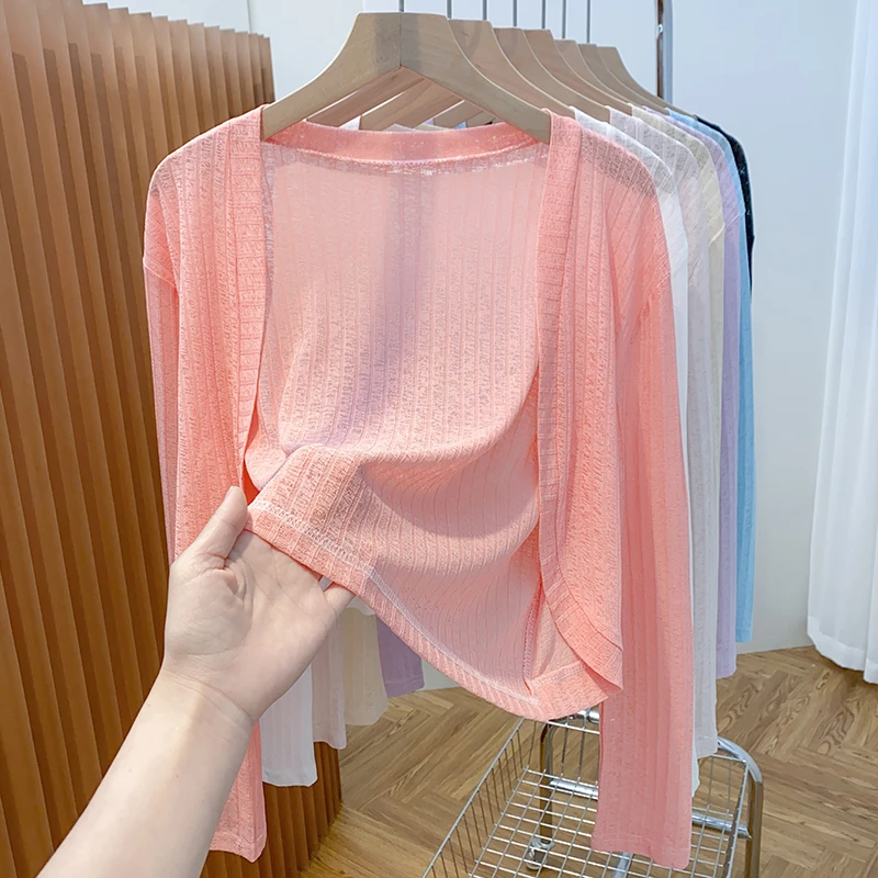 防晒衣女款时尚夏季冰丝开衫薄款外搭罩衫披肩薄纱小坎肩空调衫