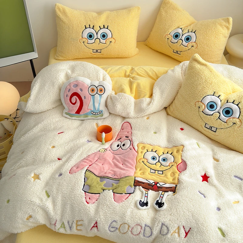 2025新款羊羔绒四件套冬天加绒牛奶绒被套双面绒珊瑚绒床单三件套