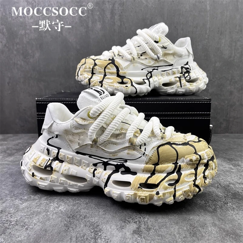 MOCCSOCC老爹鞋男款夏季轻便舒适网面运动鞋时尚百搭潮流休闲男鞋