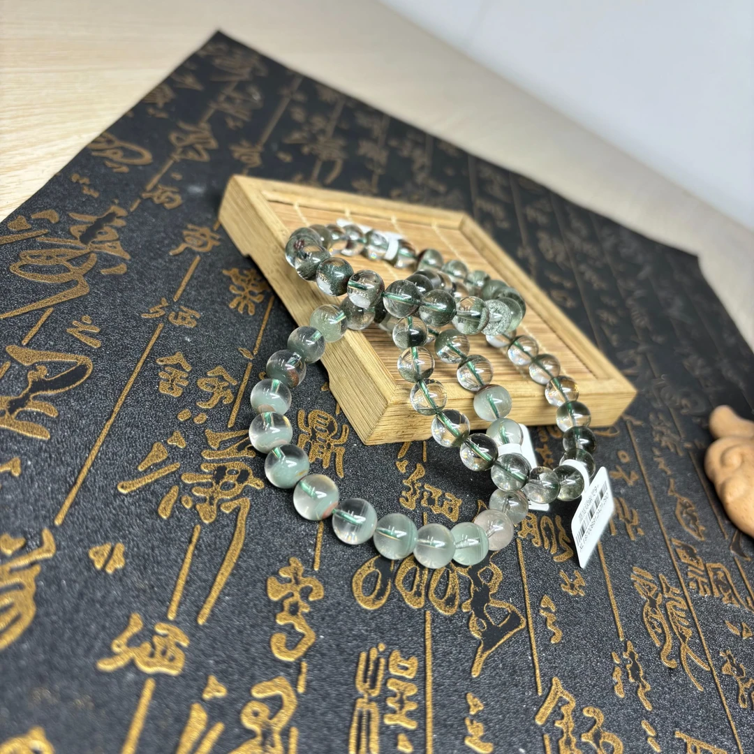 635 绿幽灵小半盆水晶手串17cm左右手围多样性发其一