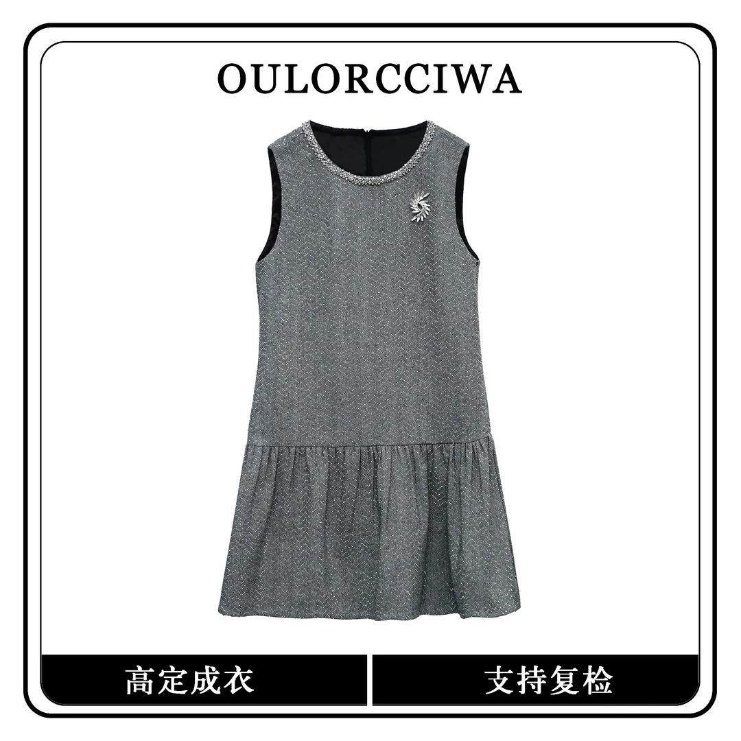 【心蕊】新款女装连衣裙气质时尚收腰显瘦A字连衣裙OLQW-782-灰色