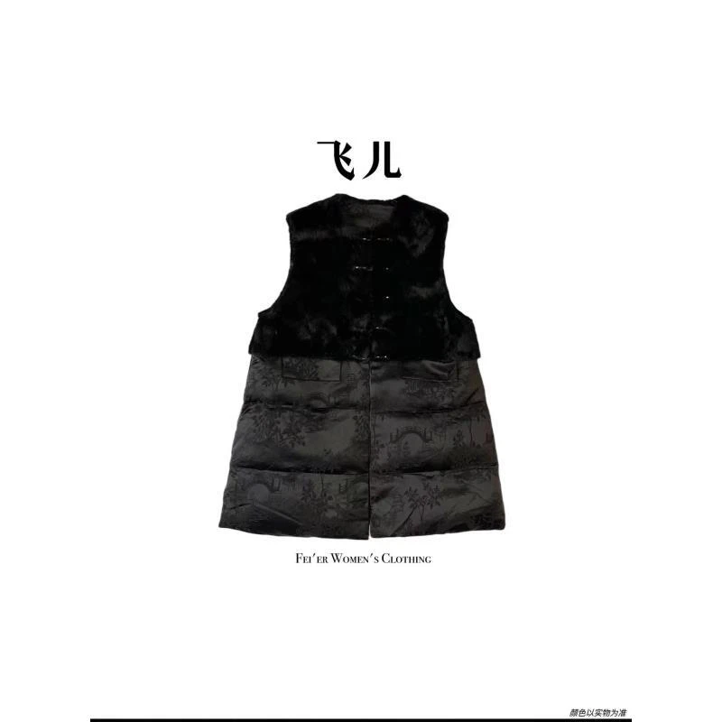 飞儿【古林凤马夹】2025早秋90新国标白鸭绒羽绒拼接真毛马夹