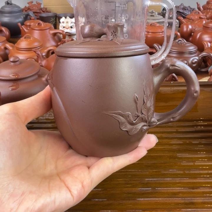 茶壶紫砂盖杯紫泥手工