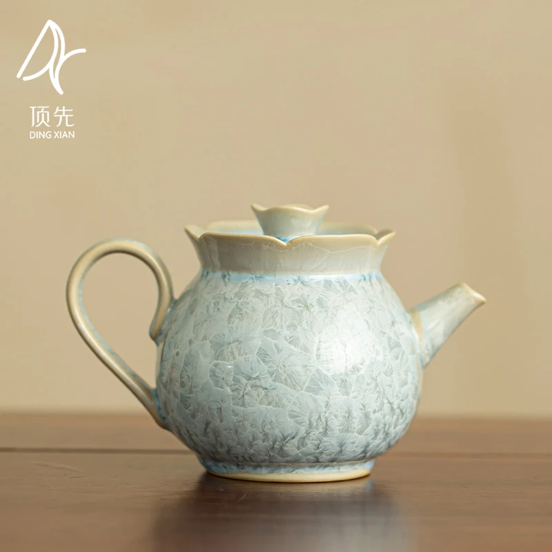 顶先 窑变结晶釉莲花壶大容量家用陶瓷功夫茶具泡茶壶 A11975
