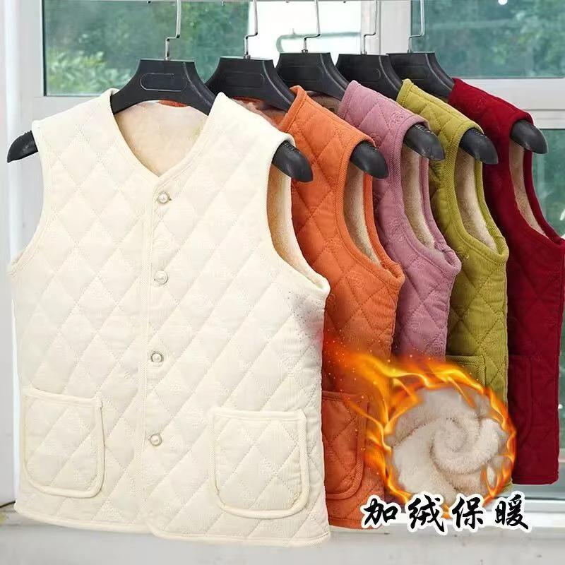 新中式欧棉绒马夹女款贴身马甲洋气秋冬季外穿内搭D