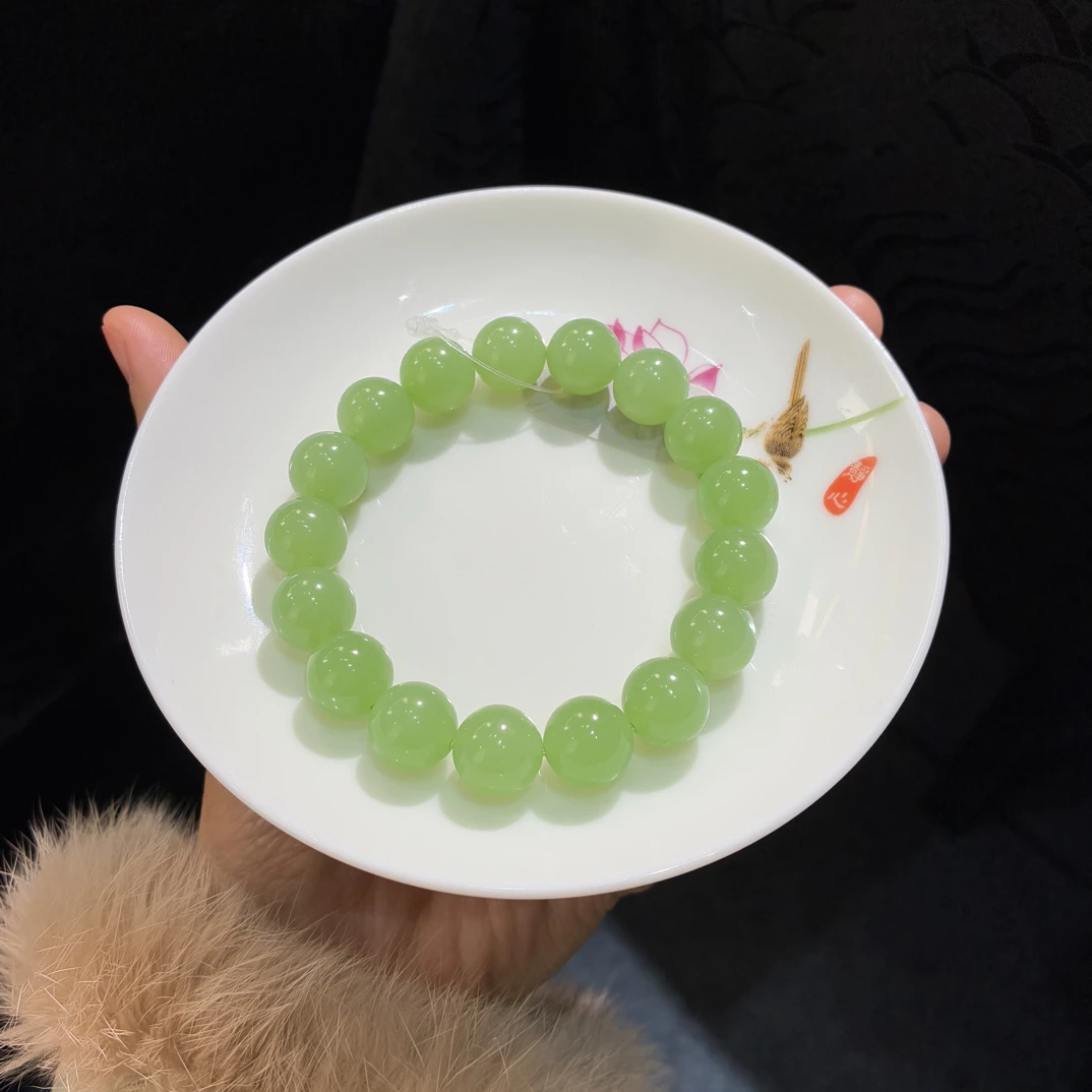 和田玉高品质全翠手串卡12