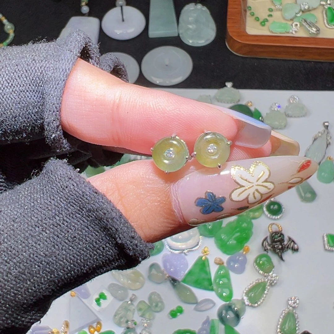 吊坠(不含链)银S925镶嵌翡翠