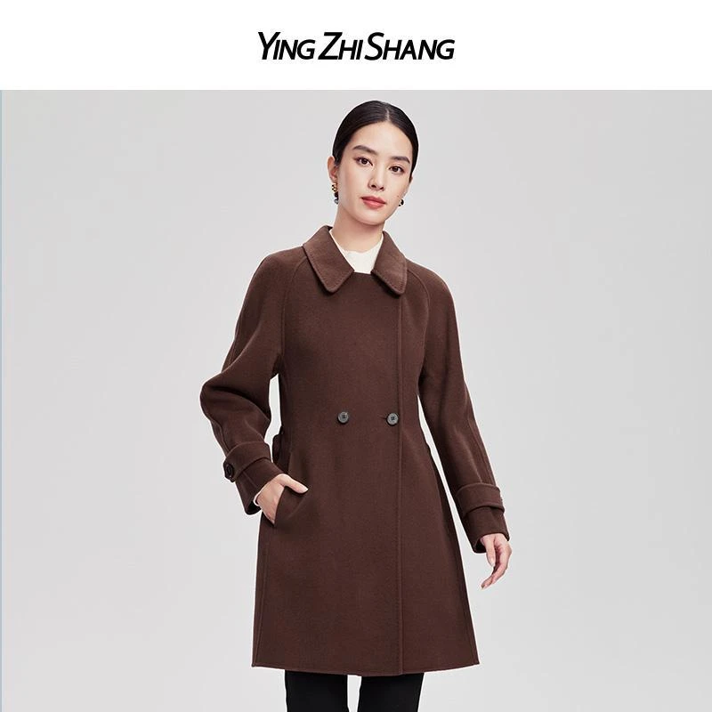 【白桦专属】2024秋新款焦糖色小A型长袖膝上款中厚大衣ZK00094