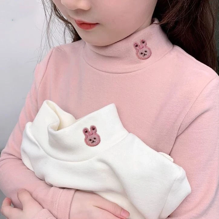 女童半高领德绒打底衫秋冬新款儿童小宝宝洋气加厚上衣休闲潮