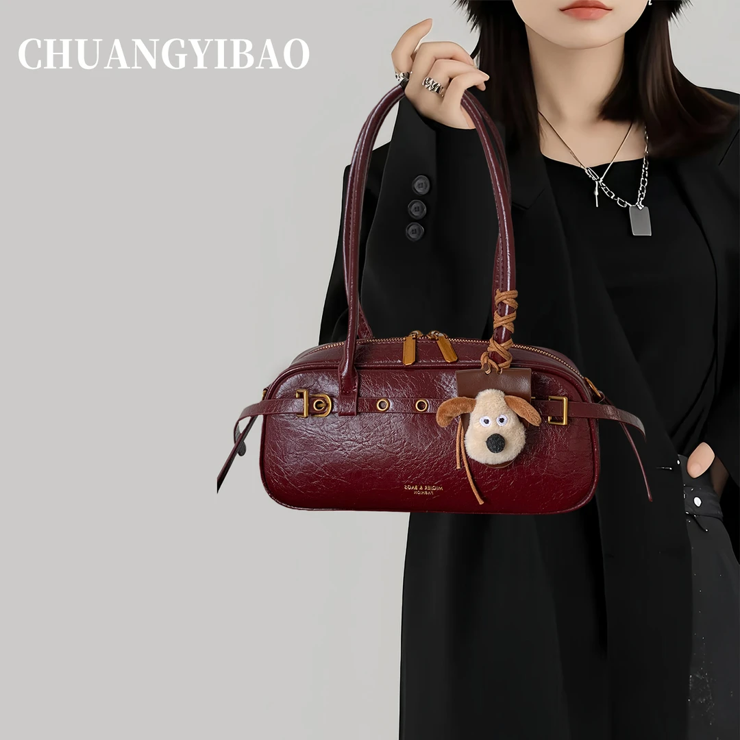 红色超火保龄球腋下包包女2025新款大容量高级感小众通勤斜挎婚包