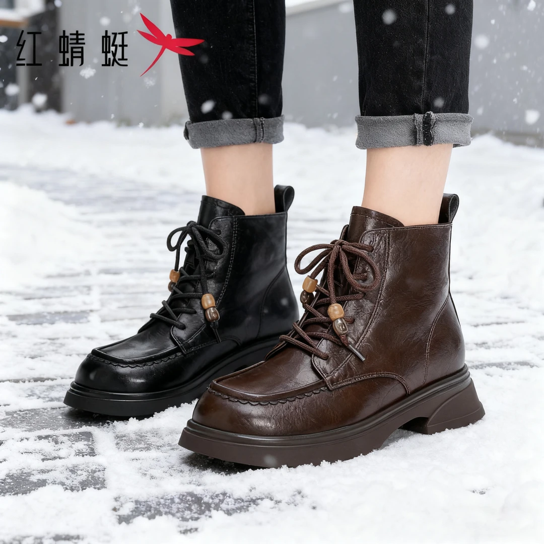 红蜻蜓秋冬专属新款厚底短靴2025新品推荐冬季日常通勤必备单品