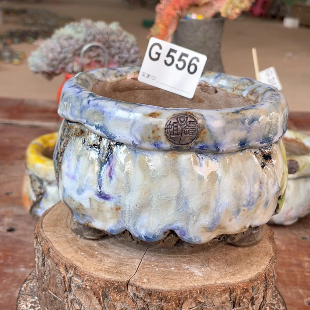 紫砂花盆孤品不规则油画山石中号包子内口10