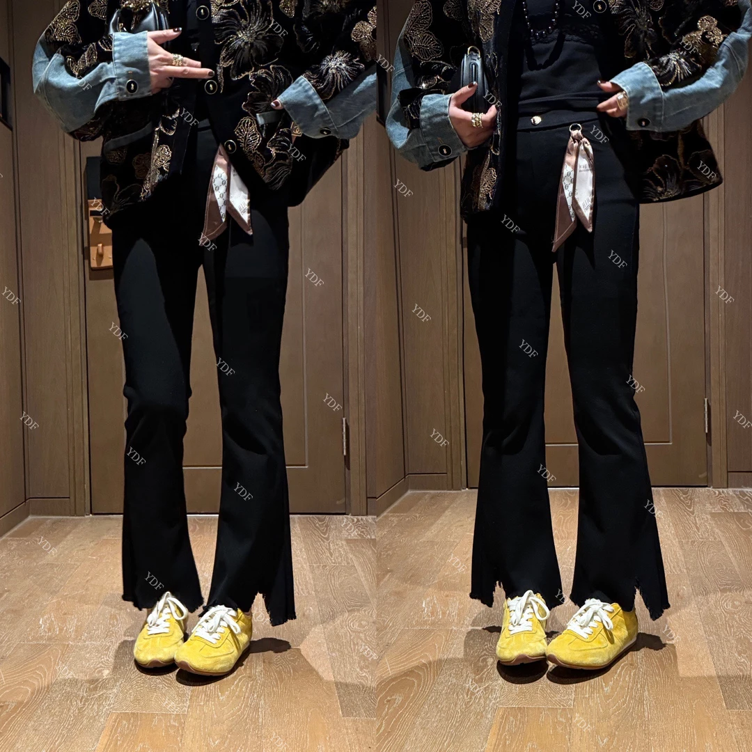 YDFSTUDIO小众【简爱裤型】欧货早秋重工不规则设计时尚显瘦休闲裤