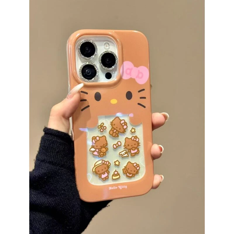 卡通镂空小天使粉蝴蝶结黑皮猫咪适用iPhone16promax苹果15手机壳