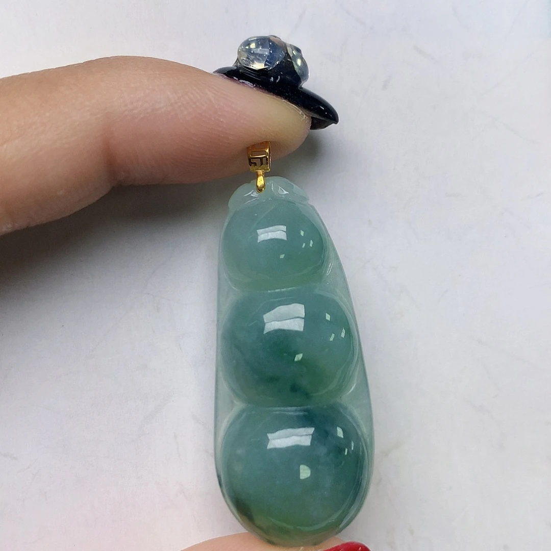 翡翠18K金镶嵌颈饰天然翡翠