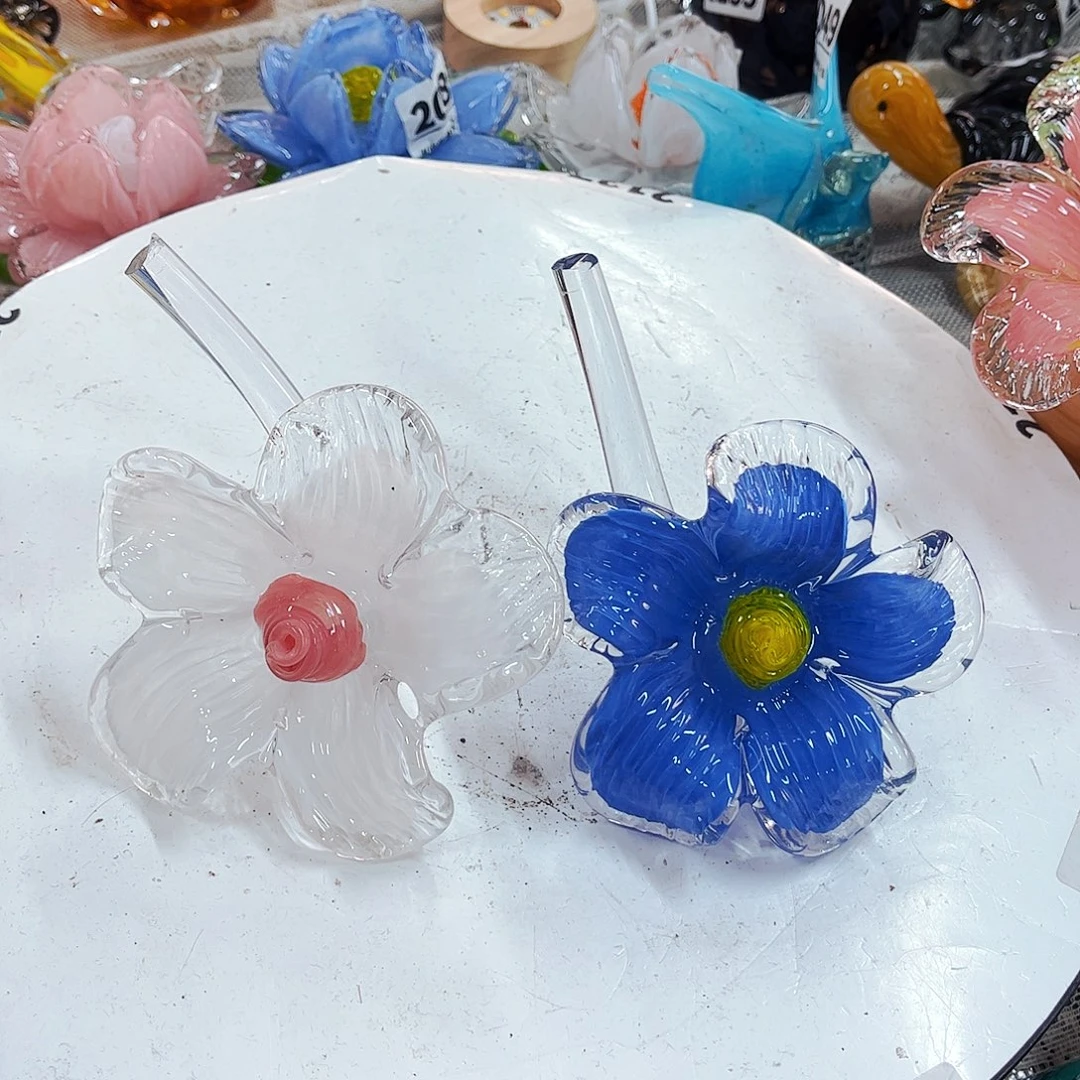 台花2朵 家悦琉璃工艺品弯短杆