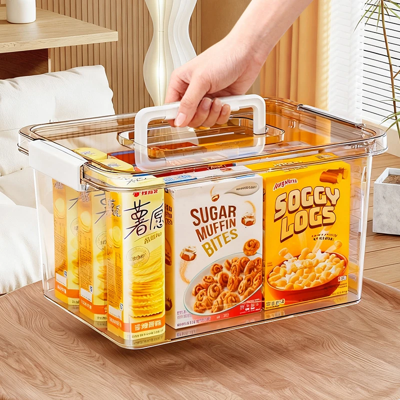 手提透明收纳箱家用衣服玩具零食书本大容量加厚整理盒塑料储物筐