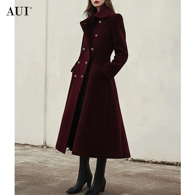 【七七专属】AUI安可拉红高端设计感毛呢外套女呢子大衣-24D096514