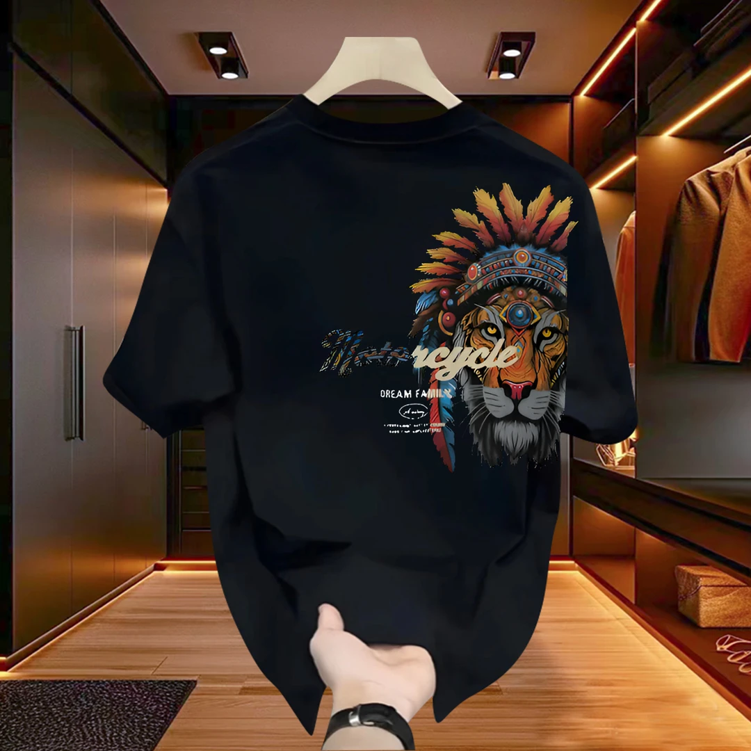 夏季2025休闲服男款100%纯棉短袖T恤时尚百搭轻奢高级感男装上衣