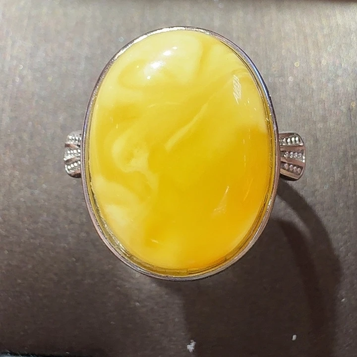 蜜蜡银S925镶嵌戒指戒指