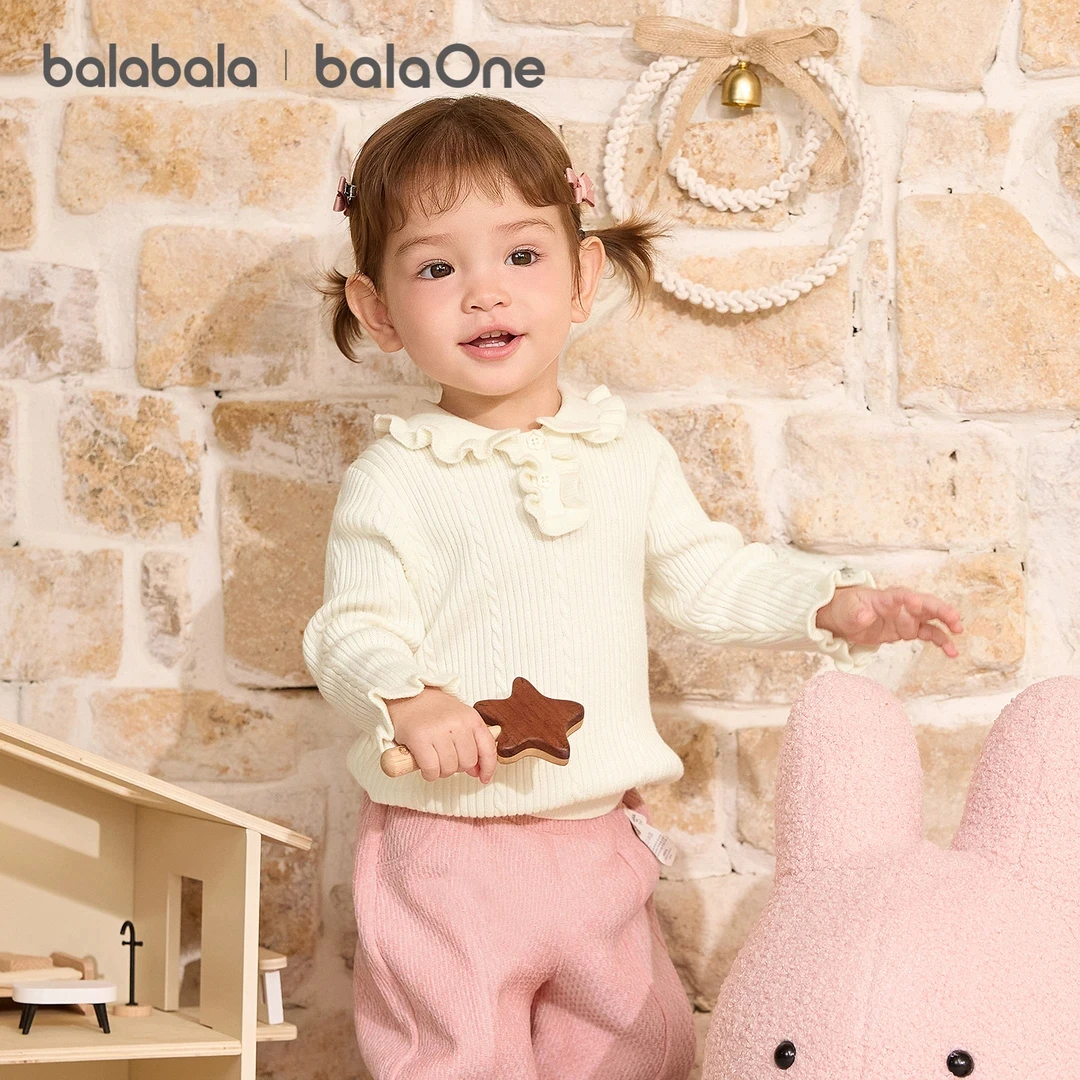 【balaOne】巴拉巴拉童装宝宝毛衣2025新冬装婴儿针织衫女童毛衫萌