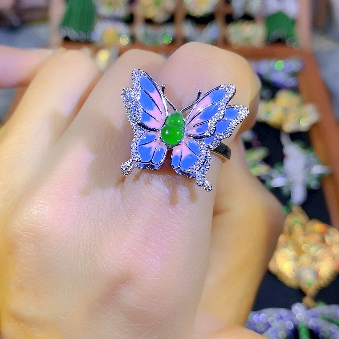 吊坠(不含链)银S925镶嵌翡翠