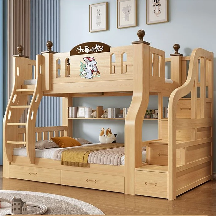 2025新款上下床两层成年人全实木简约现代多功能双层床儿童床子母