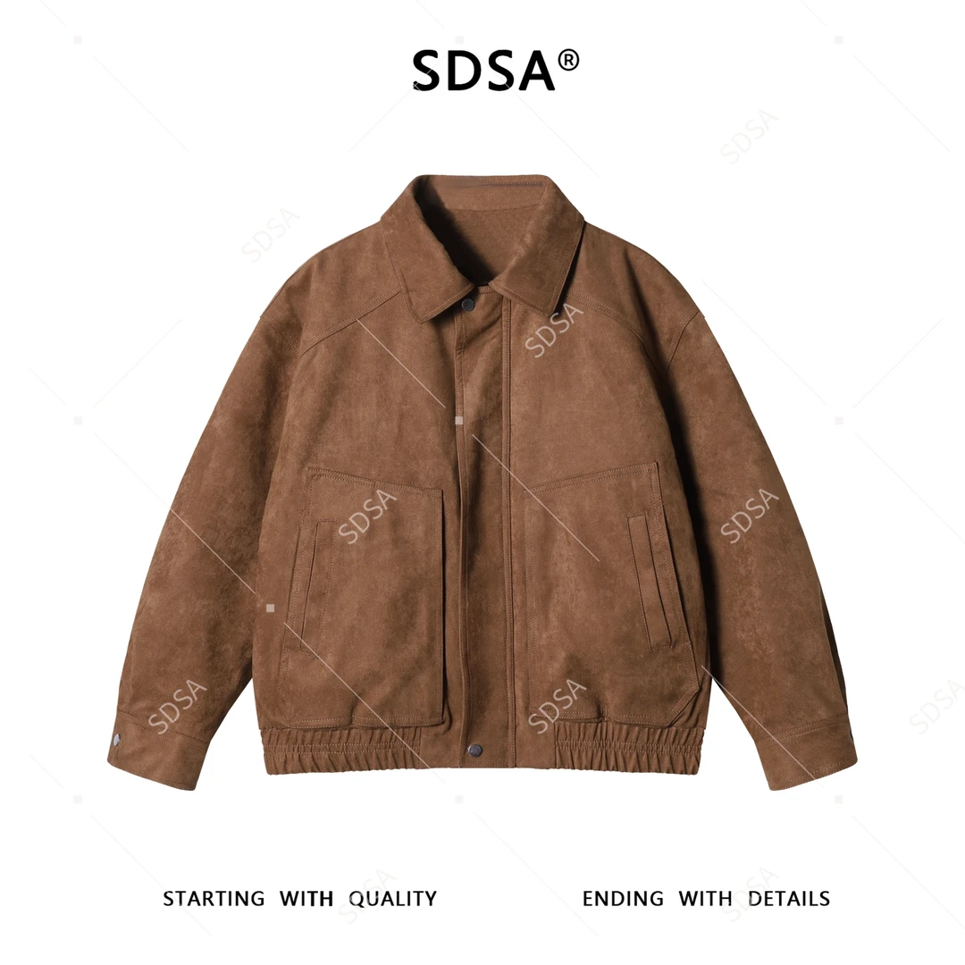 SDSA男士秋冬新款痞帅男装简约纯色翻领夹克外套百搭时尚设计师