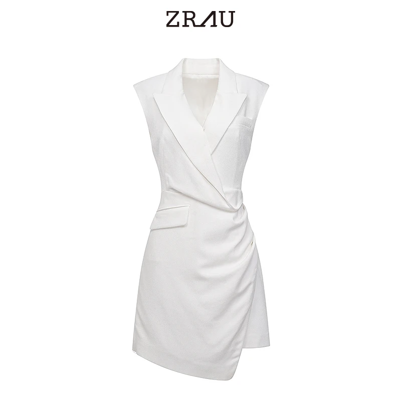 【媛媛女王专享】ZRAU优雅通勤无袖西装式连衣裙Z1241L0010