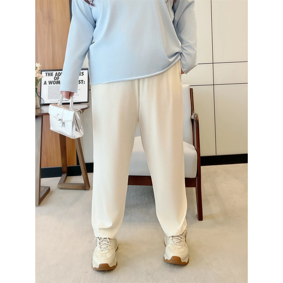 长腿甜妹 / 人手一条懒人清爽哈伦裤4638花契200斤胖mm新款时尚