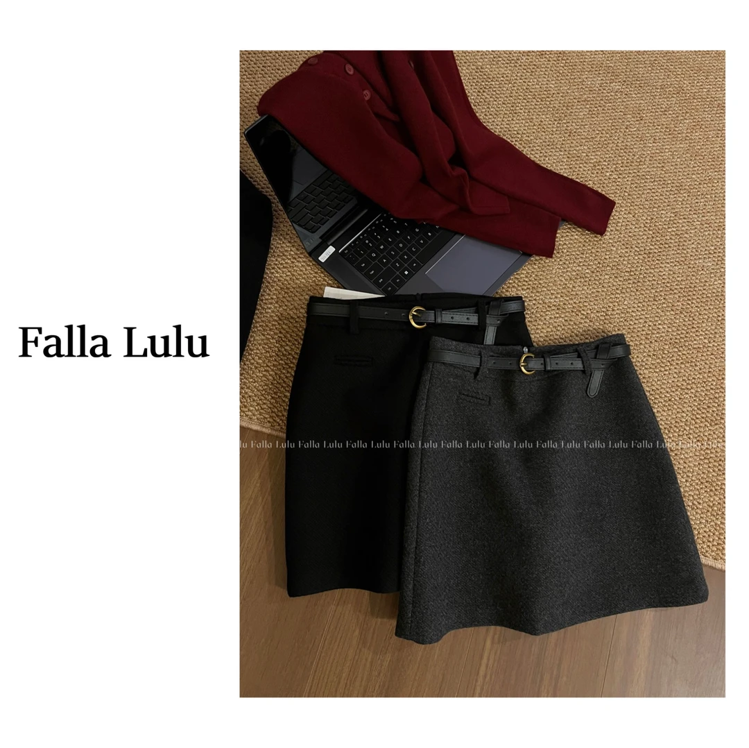 @英子家 自留款 毛呢短裙 高腰显瘦防走光a字质感半身裙 C2398