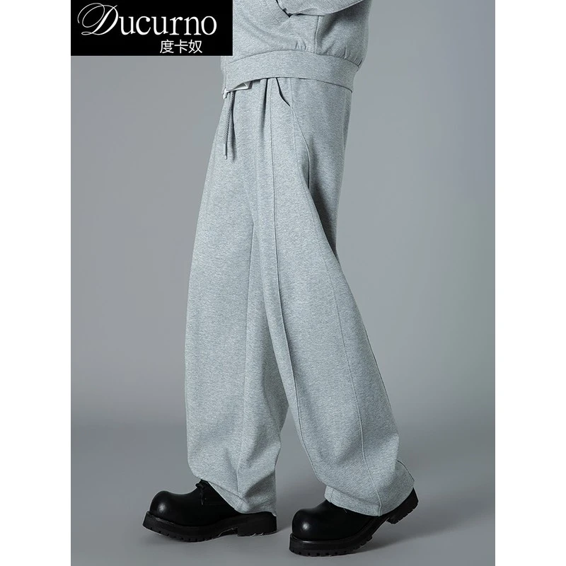 2025秋季阔腿卫裤男士宽松韩版直筒弯刀裤垂感休闲裤长裤男装潮流