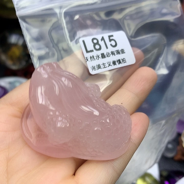 未镶嵌珠宝半成品水晶粉水晶金蟾摆件